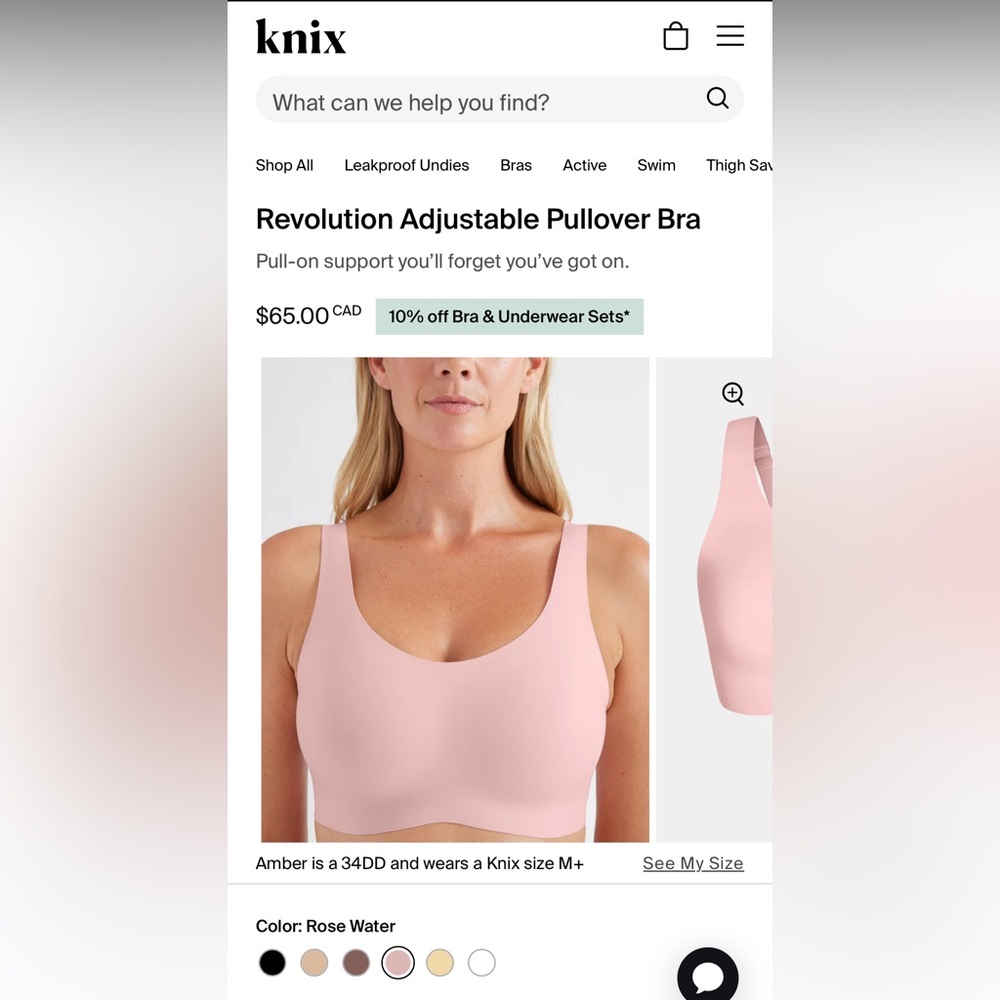 Knix Revolution Adjustable Pullover Bra in Rose Water